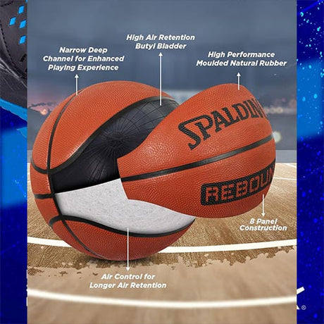 Vector X Cosmic Basketball Shoe with Spalding Rebound Rubber Streetball Basketball Combo Set for Men, Breathable Non Slip Outdoor Sneakers Cushioning Workout Shoes for Fitness