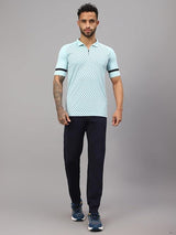 Vector X Mens Sports Wear Polyester Front Printed Collar Neck with Front Zipper Opening Half Sleeves T-shirt For Running, Training, Athletic