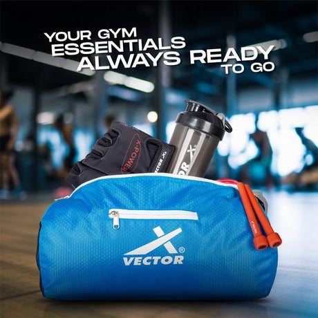 Vector X Attacker Polyester Gym Bag|Shoulder Bag|Sports Bag|Sports & Travel Bag|Duffle Bags for Men & Women|Exercise and Fitness|Black | Capacity - 20 Liter