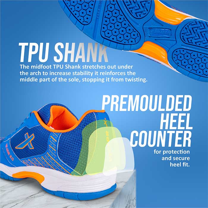 Vector X Xplode 2.0 Tennis/Badminton Court Shoe, Elegent Design, Synthetic + Breathable Mesh Upper With TPU Fusing|Rubber Outsole| Slip Resistance, Lightweight, EVA Insocks for Comfort