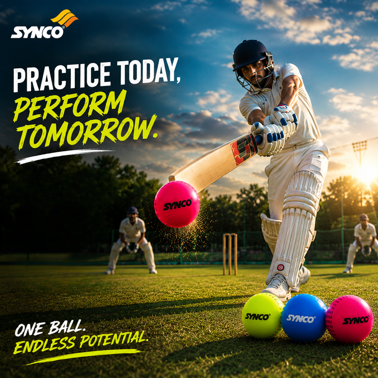 Windball Cricket Balls Pack of 3 90g- Synco (Pack of 2)