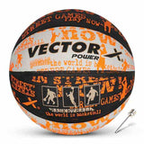 Vector X Power Rubber Moulded Indoor/Outdoor Basketball with Butyl Bladder|(Suitable for Practice/Match/Training) + Free Air Needle