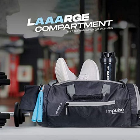 Vector X Gym Duffel 26L Sports Bag for Men and Women Polyester | Large Compartment | Front Utility Pocket | Mesh Side Pocket | Durable Base | Adjustable Shoulder Strap Travel Bag