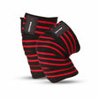 Vector X Knee Wraps/Knee Stabilizer/Knee Bands/Knee Support Compression Straps Set for Weightlifting, Gym Workout, Sports, Squats, Crossfit, Powerlifting, Deadlifts and Heavy Lifting |Washable Fabric- Men and Women  (2 Meters Length, 1 Pair) Black-Red
