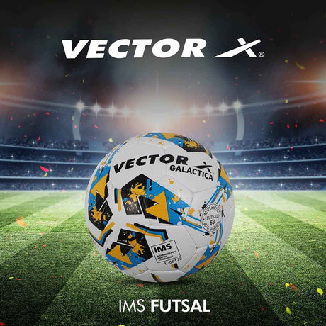 Vector X 32 Panel Galactica Rubber Thermo Fused IMS & FIFA Approved Indoor/Outdoor Futsal Football with Butyl Bladder, Multicolor, Size 4, Suitable for Match and Training for Adut and Kids 10-14 Years