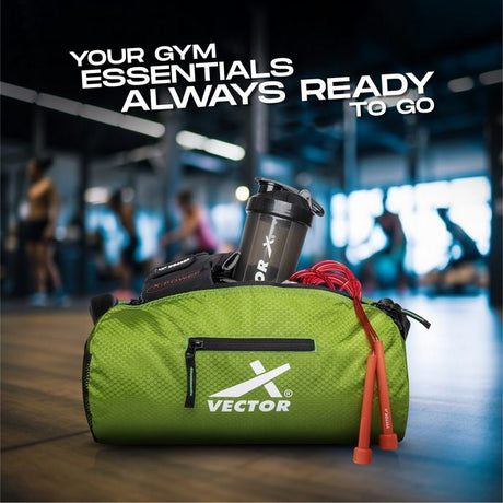 Vector X Attacker Polyester Gym Bag|Shoulder Bag|Sports Bag|Sports & Travel Bag|Duffle Bags for Men & Women|Exercise and Fitness|Black | Capacity - 20 Liter