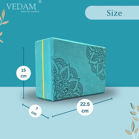 Vedam High Density EVA Foam Yoga Block Set of 2 For Men & Women (Aqua) Mandala | Industrial