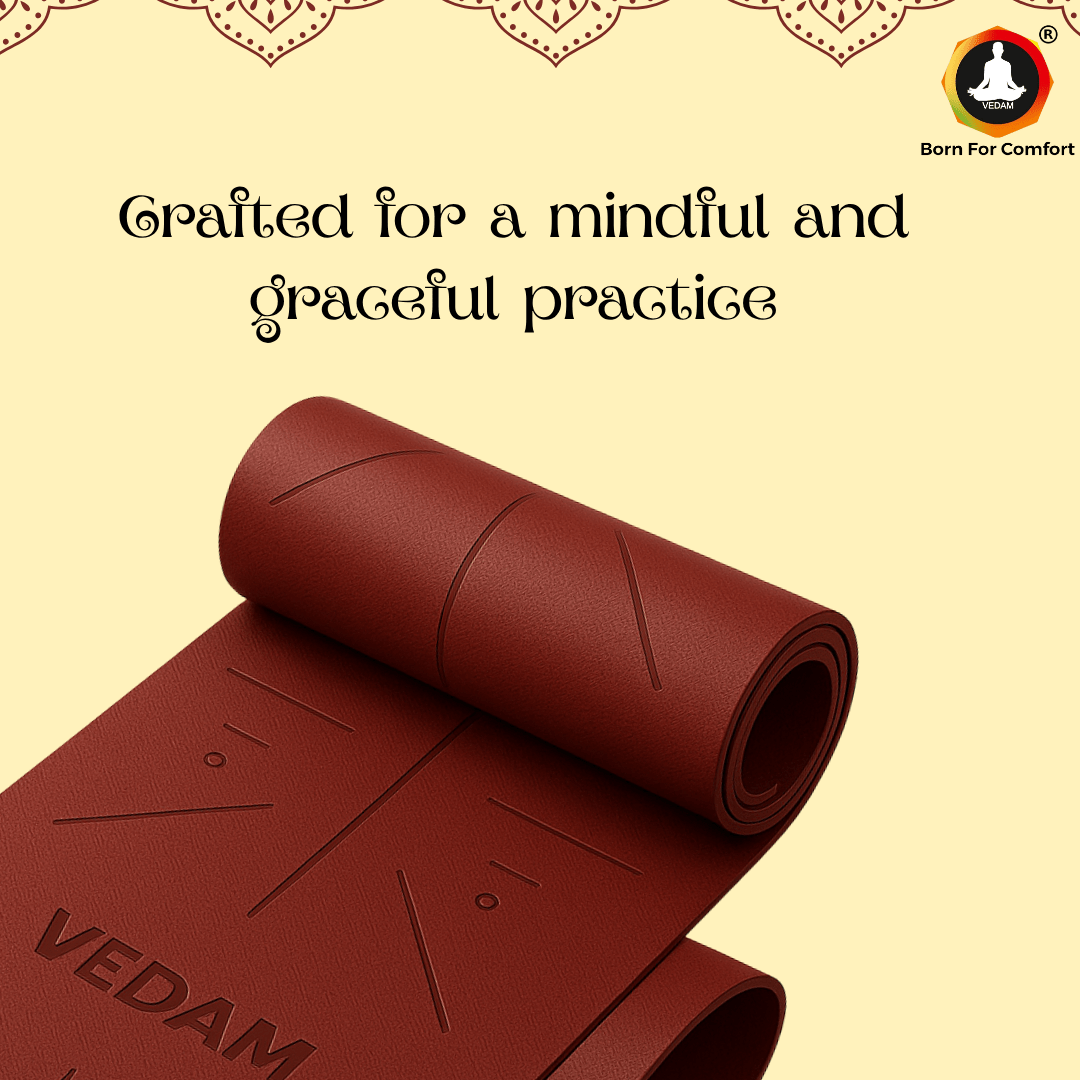 Vedam TPE Alignment Yoga Mat (Wine) 8MM