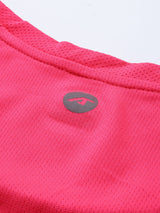 Alcis Women Fuchsia Solid Round Neck Running T-shirt