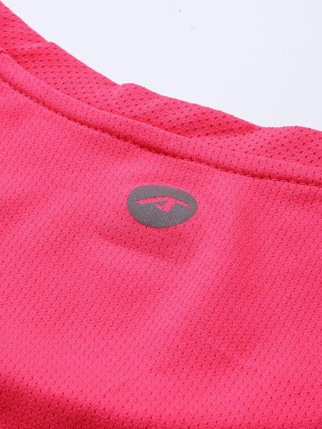 Alcis Women Fuchsia Solid Round Neck Running T-shirt | Alcis