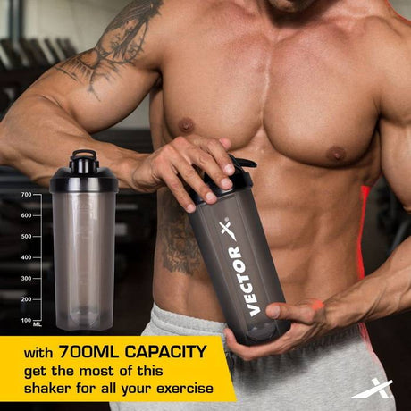 Vector X All in One Multipurpose Gym Bag Kit-Attacker 17 L Gym Sports Duffel Bag + Wrist Strap for Gym & Fitness Wrist Support + Nitro 700 ml Protein Shaker Bottle for Men & Women