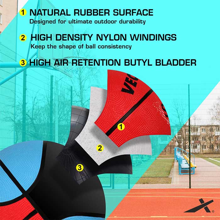 Vector X 8 Panel Speed Rubber Moulded Indoor/Outdoor Basketball with Butyl Bladder (Suitable for Practice/Match/Training) + Free Air Needle