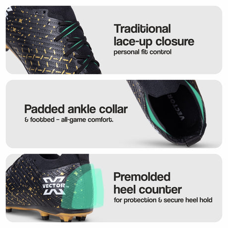 Vector X Starlight Men’s Elite Firm Ground Soccer Cleats Shoes – Primeknit Sock For Superior Grip, TPU Sole, 3D Texture TPU Fusing upper, Lightweight Football Boots
