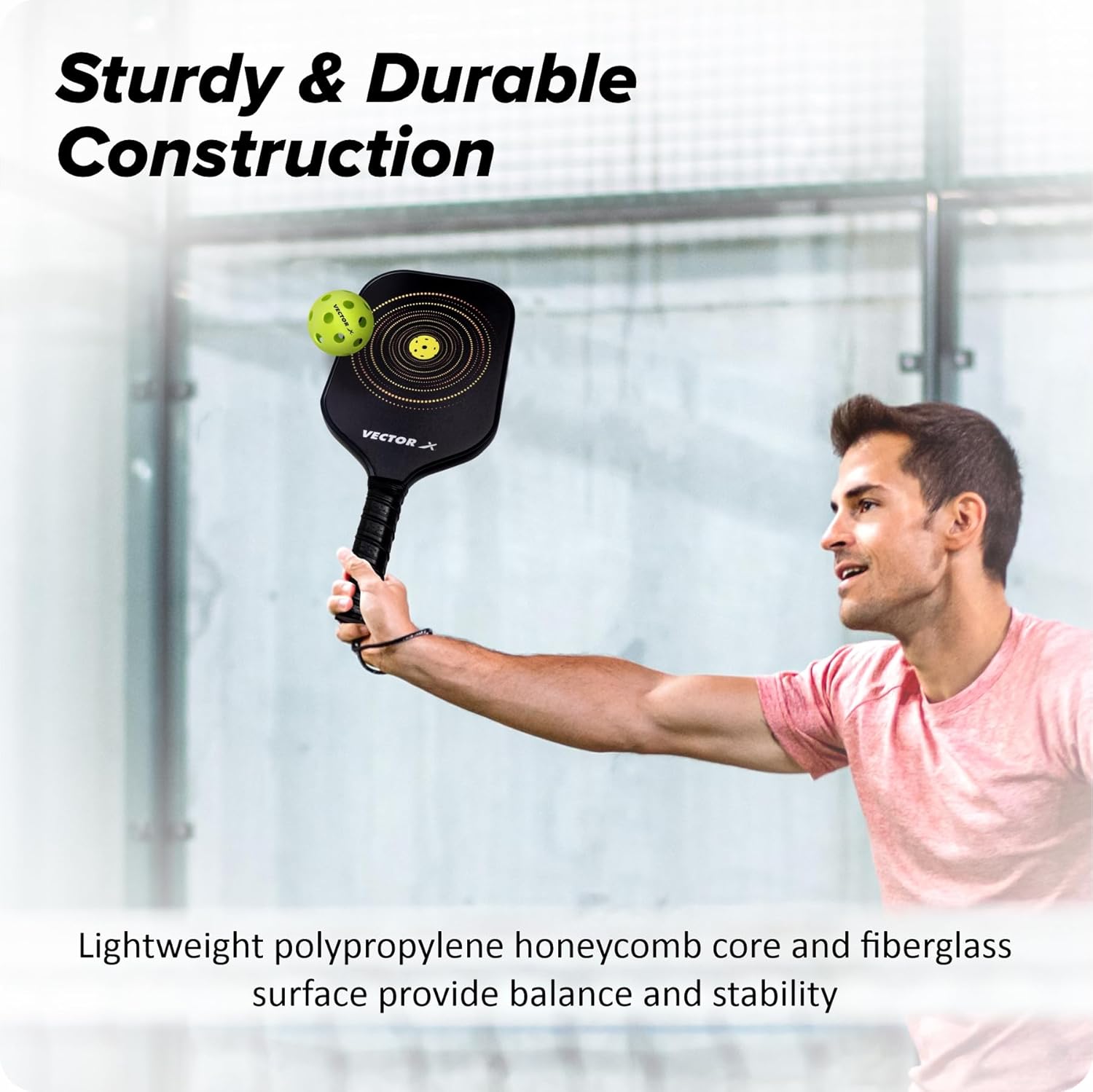 Vector X Graphite Pickle Bat 16 MM, Lightweight Carbon Fiber Material, Face Honeycomb Composite Core Paddle Low Edge Guard, Durable, Lightweight Pickleball Racket