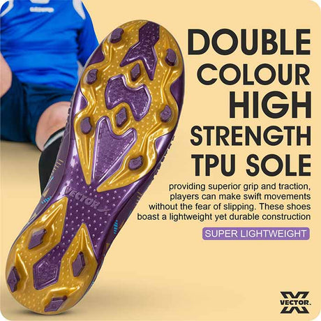 Vector X Thriller 3D Fully Embossed Textured Upper|Football Shoe/Studs| Double Colored TPU Sole| Soft Insocks Cushion|Light Weight soccer shoes For Men