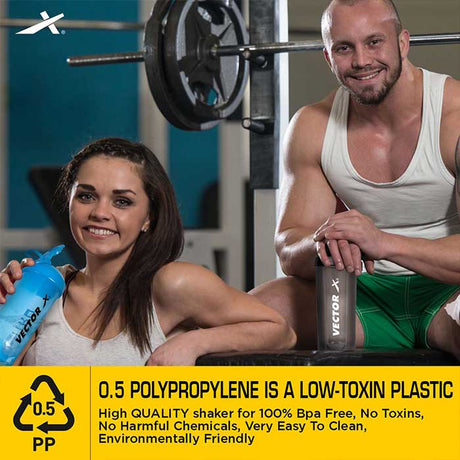 Vector X Nitro High Quality 700 ml Capacity Shaker With Strong Plastic Body Material - 0.5 PP Grade (100% BPA Free, No Toxins) Perfect for Mixing Whey Protein Powder, Smoothies and other Supplements|Gym Water Bottle with Blender Ball