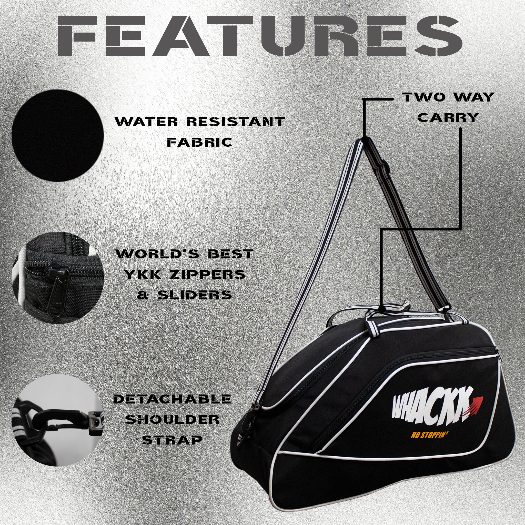 Flip Black Junior 33L|Skating/Gym/Sports/Travel Bag|Inline Roller Equipment Bag||Quad Ice Skates Kit|Kitbag|Easy Access Pocket|2 Bottle Holders|Compartment Fits in Helmet & Skates 6"