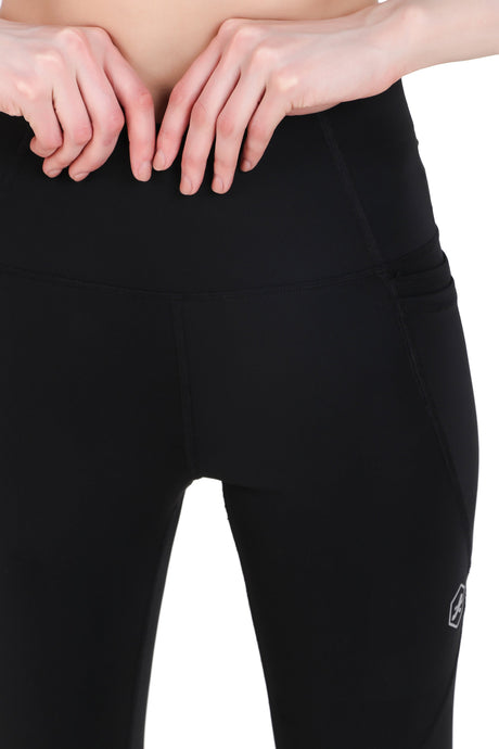 Nylon 4 Pocket Compression Legging/Tights For Women (Black)
