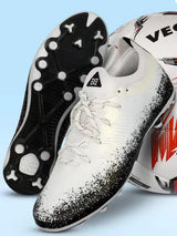 Vector X Genius 3D Texture TPU Fusing Upper with TPU Sole, Primeknit Sock for Grip, Soccer Football Studs, Elegant Design (Pearl White- Black)