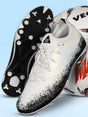 Vector X Genius 3D Texture TPU Fusing Upper with TPU Sole, Primeknit Sock for Grip, Soccer Football Studs, Elegant Design (Pearl White- Black)