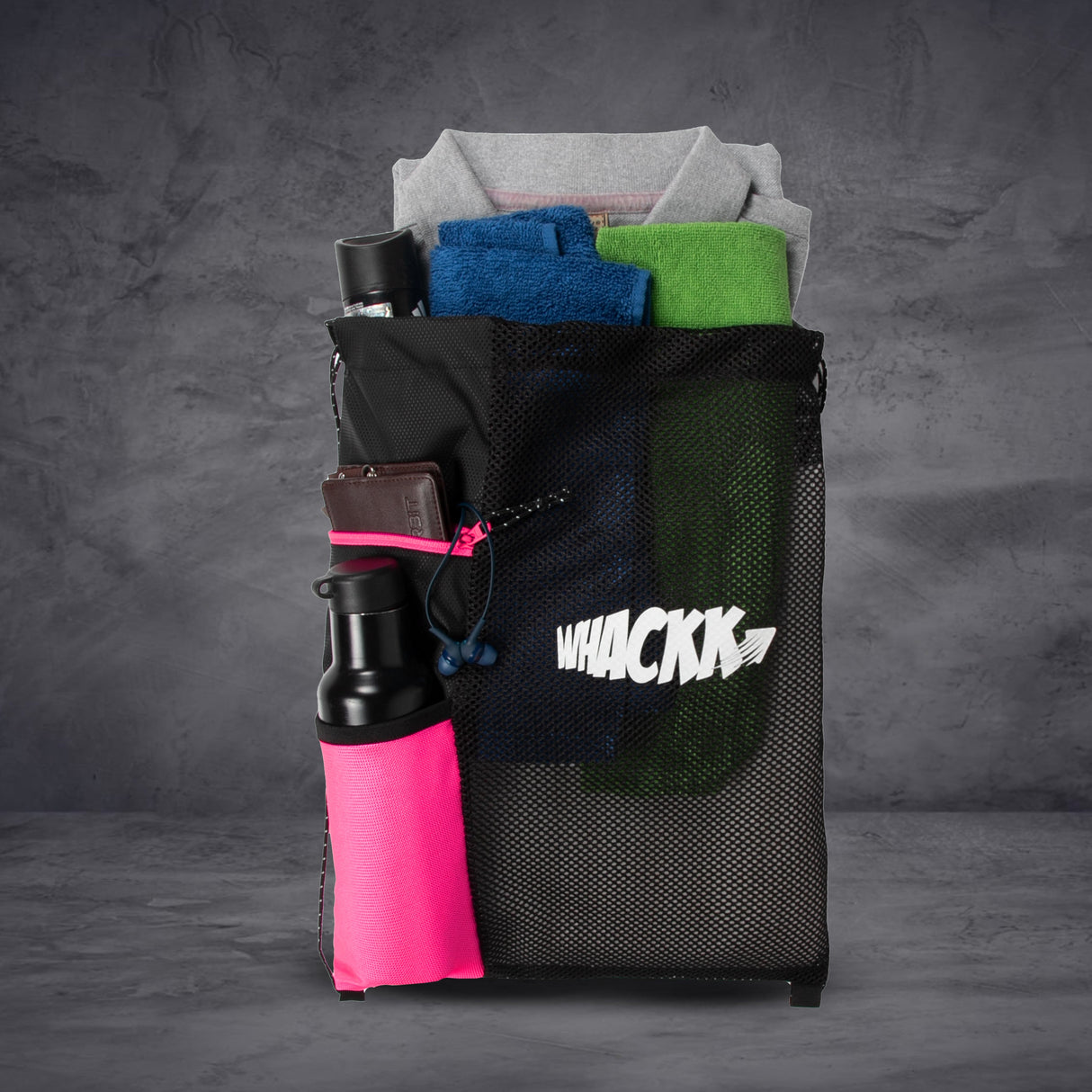 Joss 9L Pink Grey |Sports Bag|Swimming Equipment Bags|Netball Bags|Dry Bags|Drawstring Bag for Shoes & Clothes|Sports Gear|Accessory Pocket |Gym Bag |Tuition Bag|1 Bottle Holder