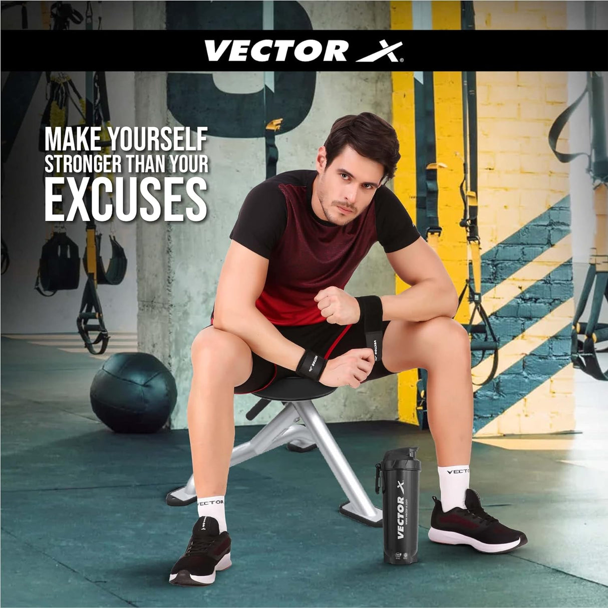 VECTOR X Energy Shaker & Active Bottle for Protein Shake Gym Sipper Shaker 750 ml Shaker (Pack of 2, Black, Plastic)