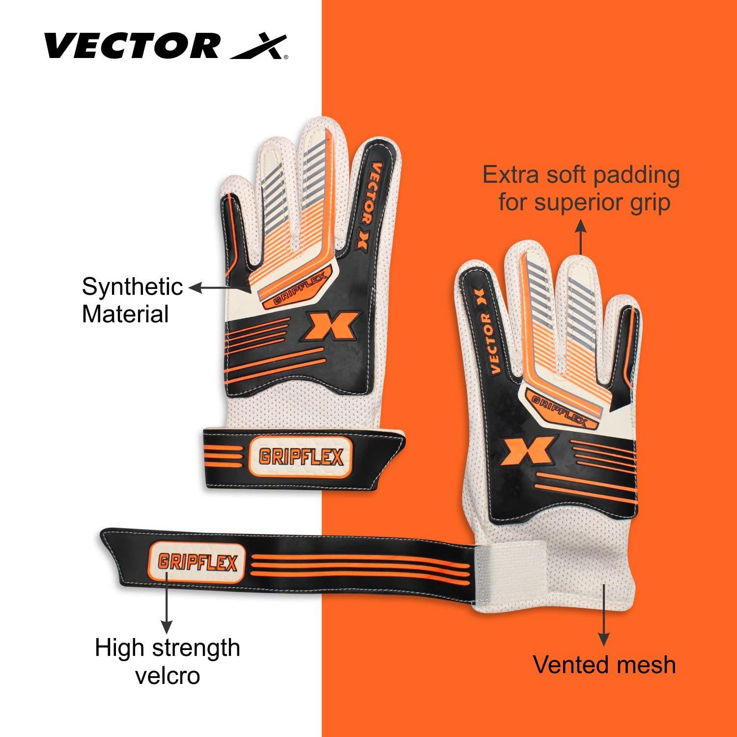VECTOR X Gripflex Goalkeeping Gloves (White, Black, Orange)
