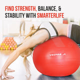 Vector X Gym Ball for Exercise Anti Burst Exercise Ball with Foot Pump for Workout Yoga Ball for Women and Men Swiss Ball for Balance Stability Training, Birthing Ball for Pregnancy, Fitness