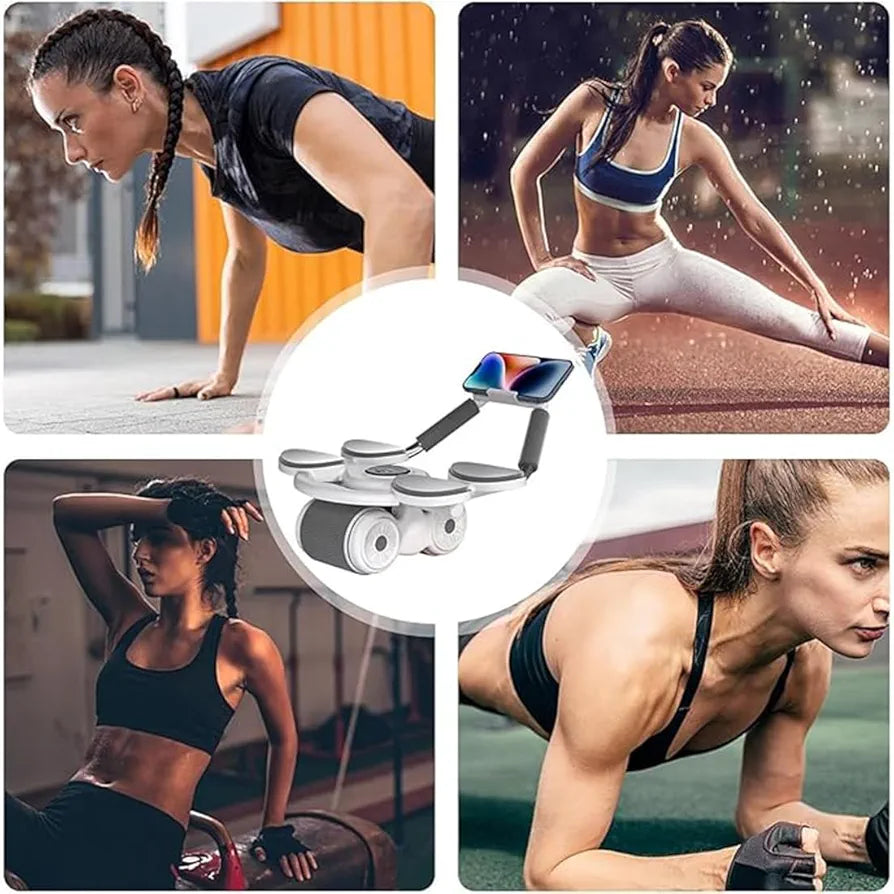 COUGAR Abs wheel Roller For Abdominal Core Strength Training Exercise Equipment || Home Gym-Ab Roller With Timer || Mobile Holder & Knee Pad || Men & Women-Abs Workout Machine For Core Plank Workout