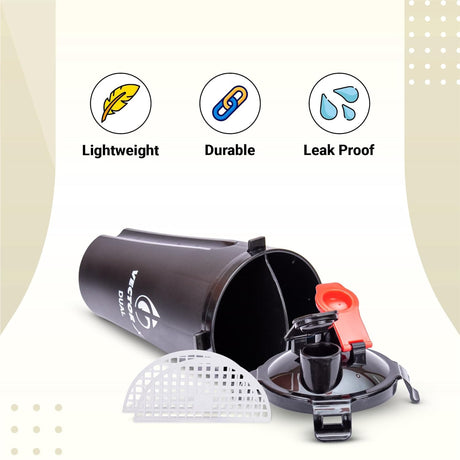 Vector X Dual Shaker/Sipper Bottle with two Compartment for Storing Different Drinks (PACK OF 1)