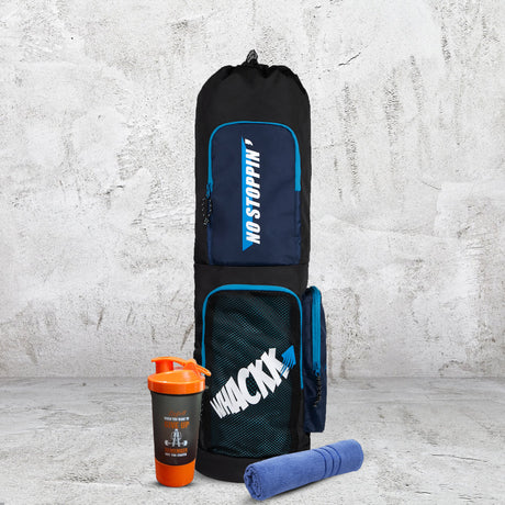 Mudra Black NVY 7L Meditation Yoga Aerobics Exercise Gym Mat Carrier Bag Mat Cover Bag 2 Easy Access Pockets Net Pocket 1 Bottle Holder Adjustable Shoulder Strap Drawstring Opening for Men Women