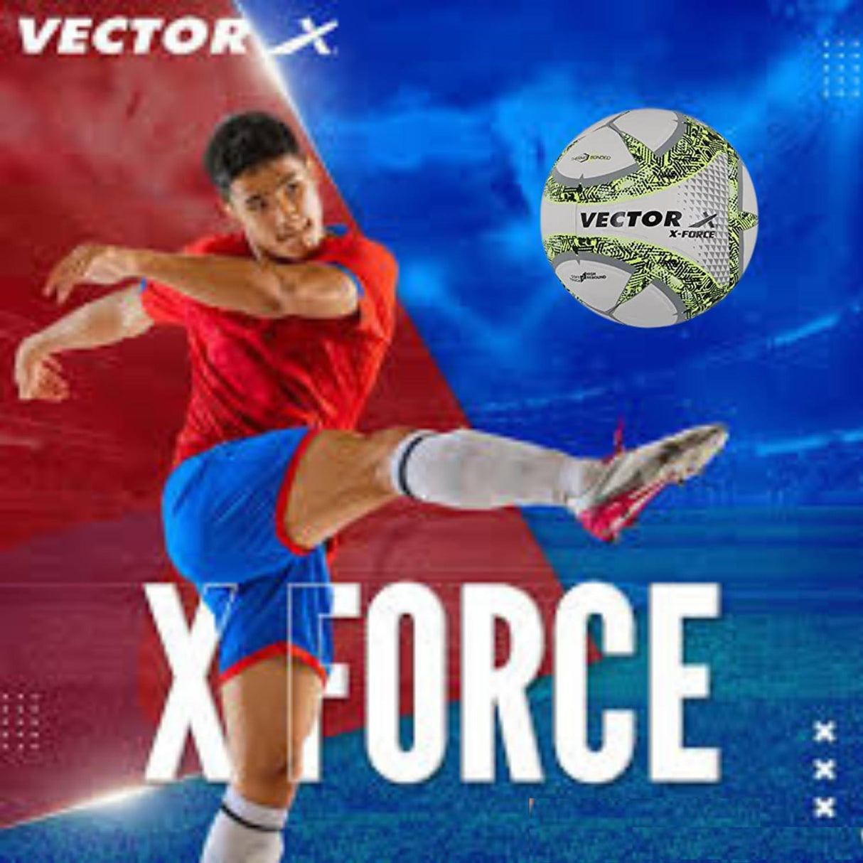 VECTOR X Thermo Bonded X-FORCE Dotted Grain PU Textured Football - Size: 5 (Pack of 1)