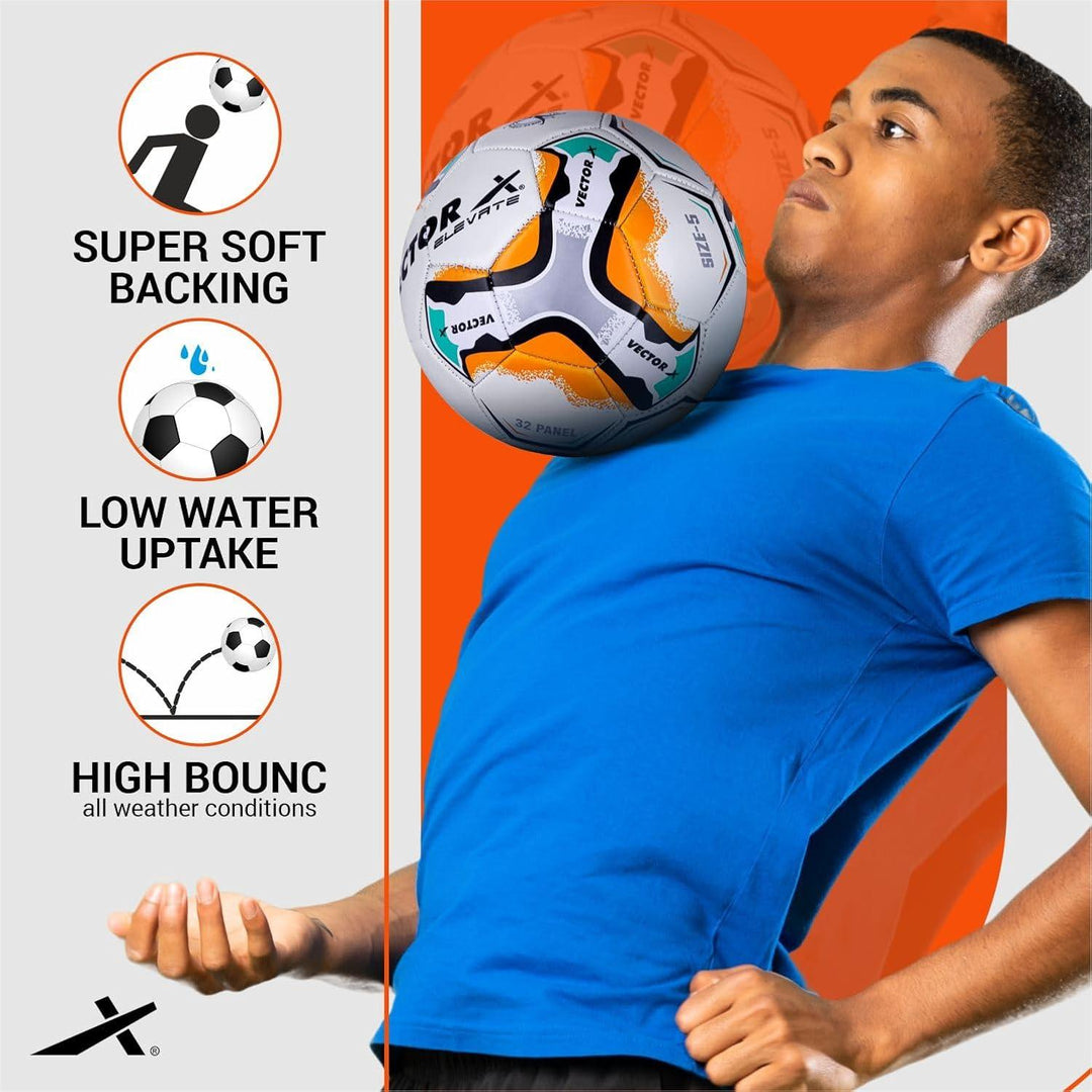 Vector X Elevate PVC Machine Stitched Football With Pump - Size: 5 (Pack of 1)
