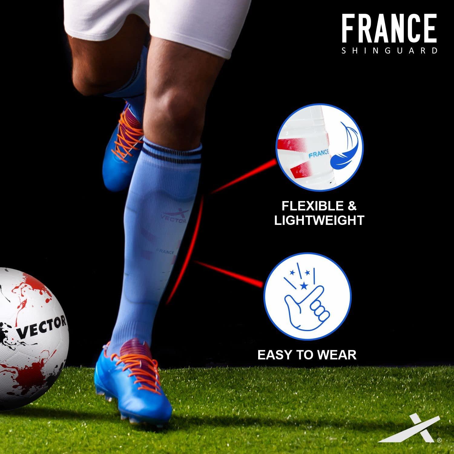 Vector X Liverpool Shinguard | Shinguard for Football | Shinguard for Men| Skoda Single Strap Shinguard | Stockings for Men & Women-Red (Set of 2 pcs)S/M