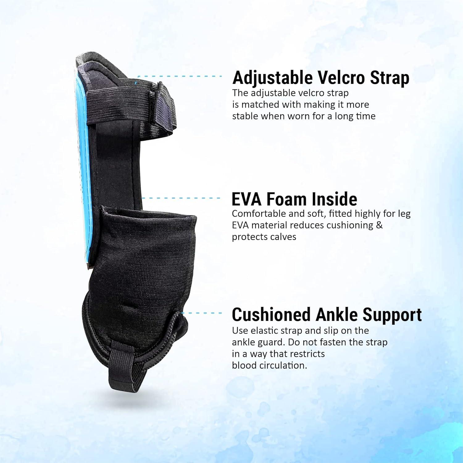 Vector X Samba Shinguard with Ankle Adjustable | Training and Practice | for Girls and Boys | (Senior, Blue-Black)