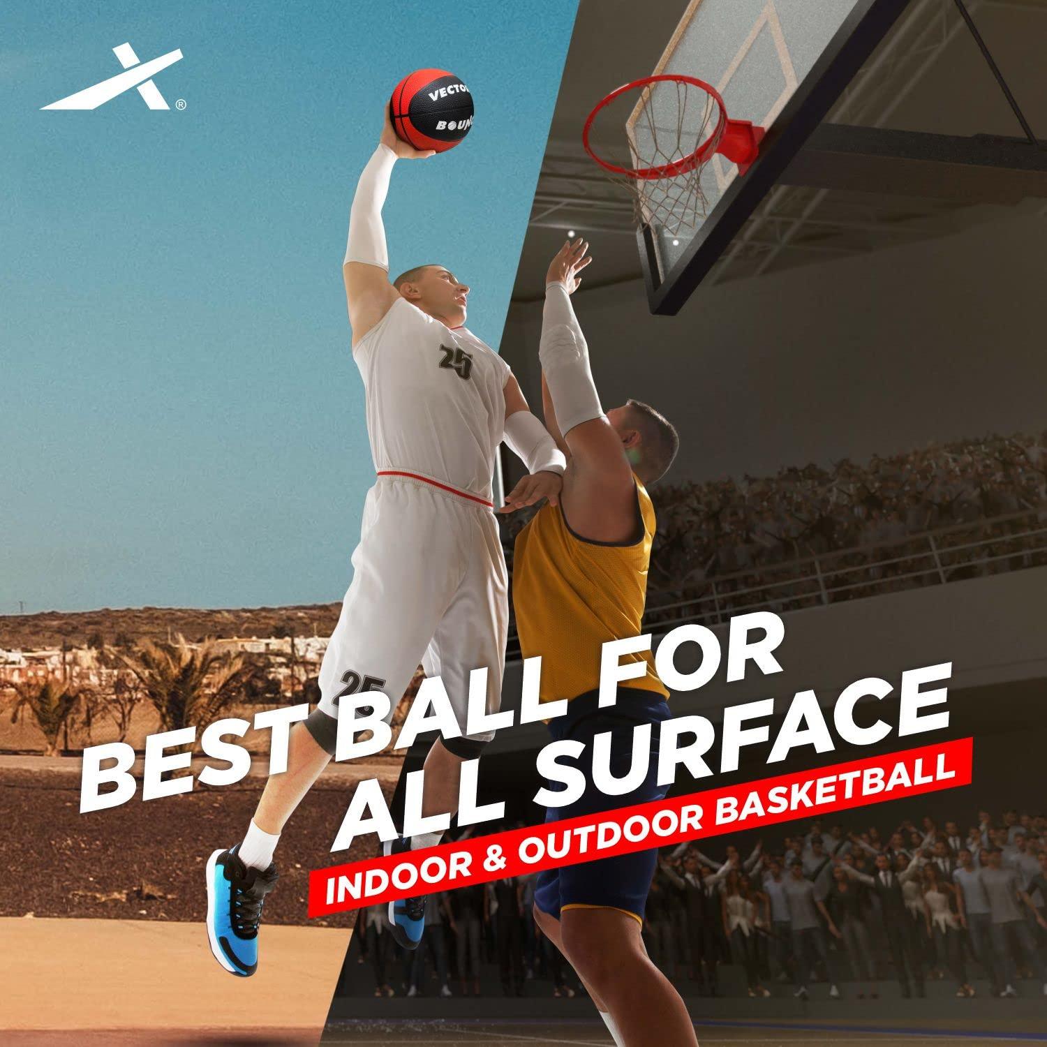 Vector X Bounce Rubber Moulded Basketball with Free Air Needle (Size-7)