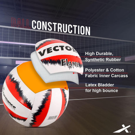 Vector X Flame Hand sewn Volleyball With Pump (18panels)