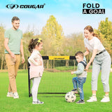COUGAR Portable Soccer Practice Foldable Goals 4'x3' Set of 2 – Fully Collapsible & Easy Self-Assembly, Lightweight Backyard & Beach Soccer Nets with Carry Bag