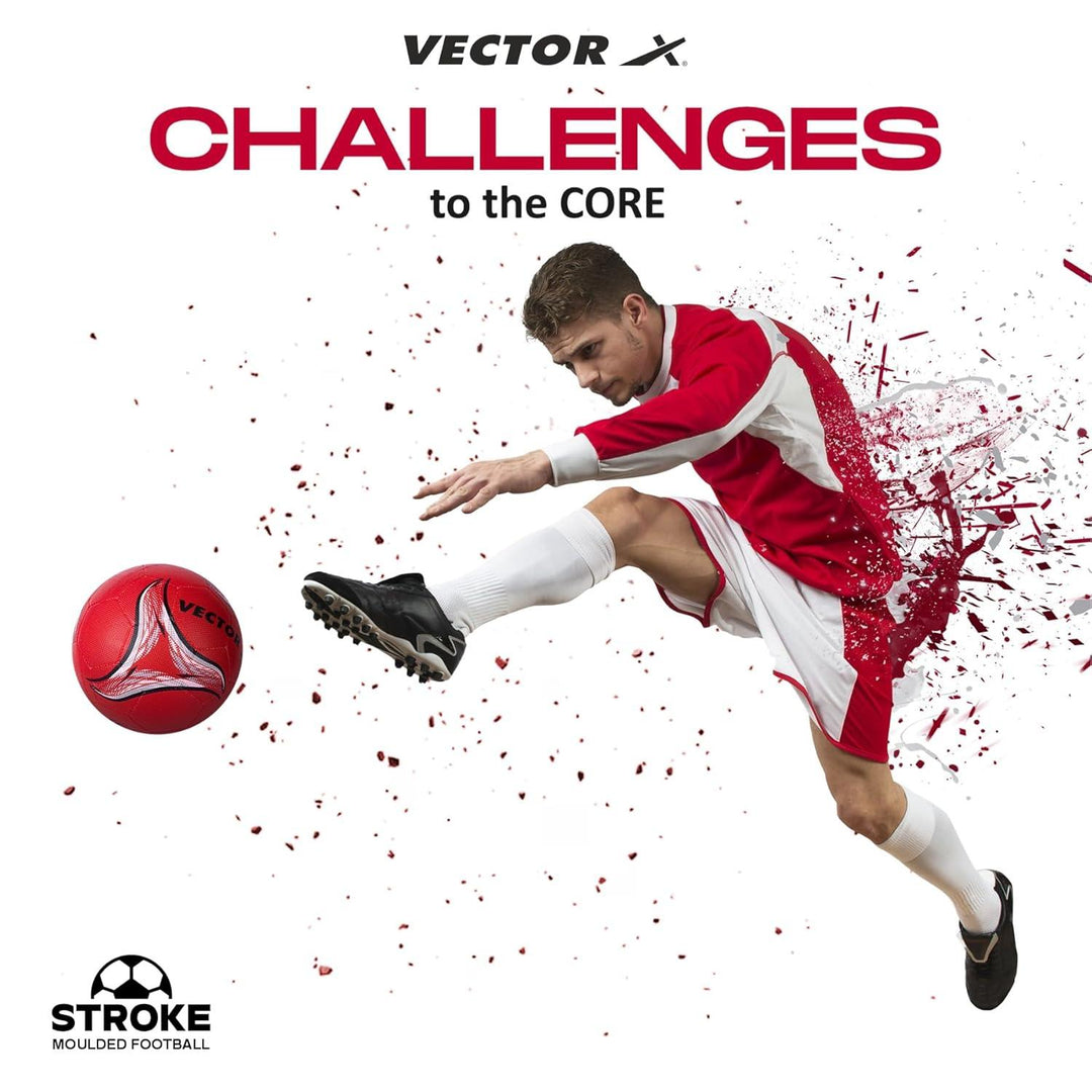 Vector X Stroke Football | Rubberized Moulded | Suitable for Hard Ground Without Grass | Training Ball | Soccer Ball | for Men/Women