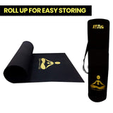 STAG GLOBAL Yoga Mantra Asana Black Mat With Strap, 4MM Thickness