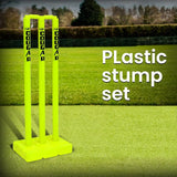 COUGAR Plastic Cricket Stumps Set - 3 Stumps 2 Bails 1 Stand  Cricket Standard Wickets for Cricket Ground, Match, Tournament Stump with Stand & Bails