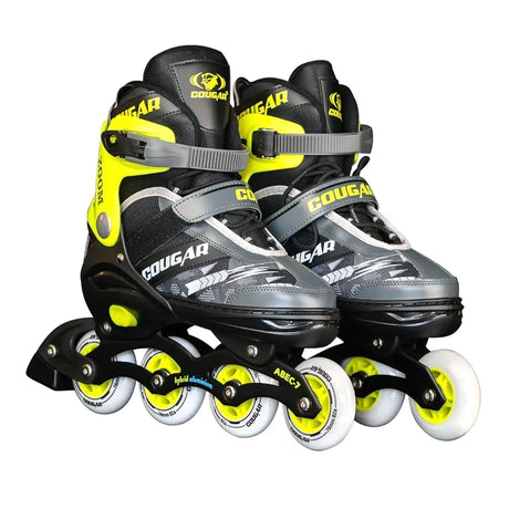 COUGAR Zoom ABEC-7 Inline Skates | Adjustable Sizes XL  | 4 PU Wheels , Aluminium Frame, Cuff Buckle, Lace Crossover | Superior Grip Skates for Men, Women & Teens 