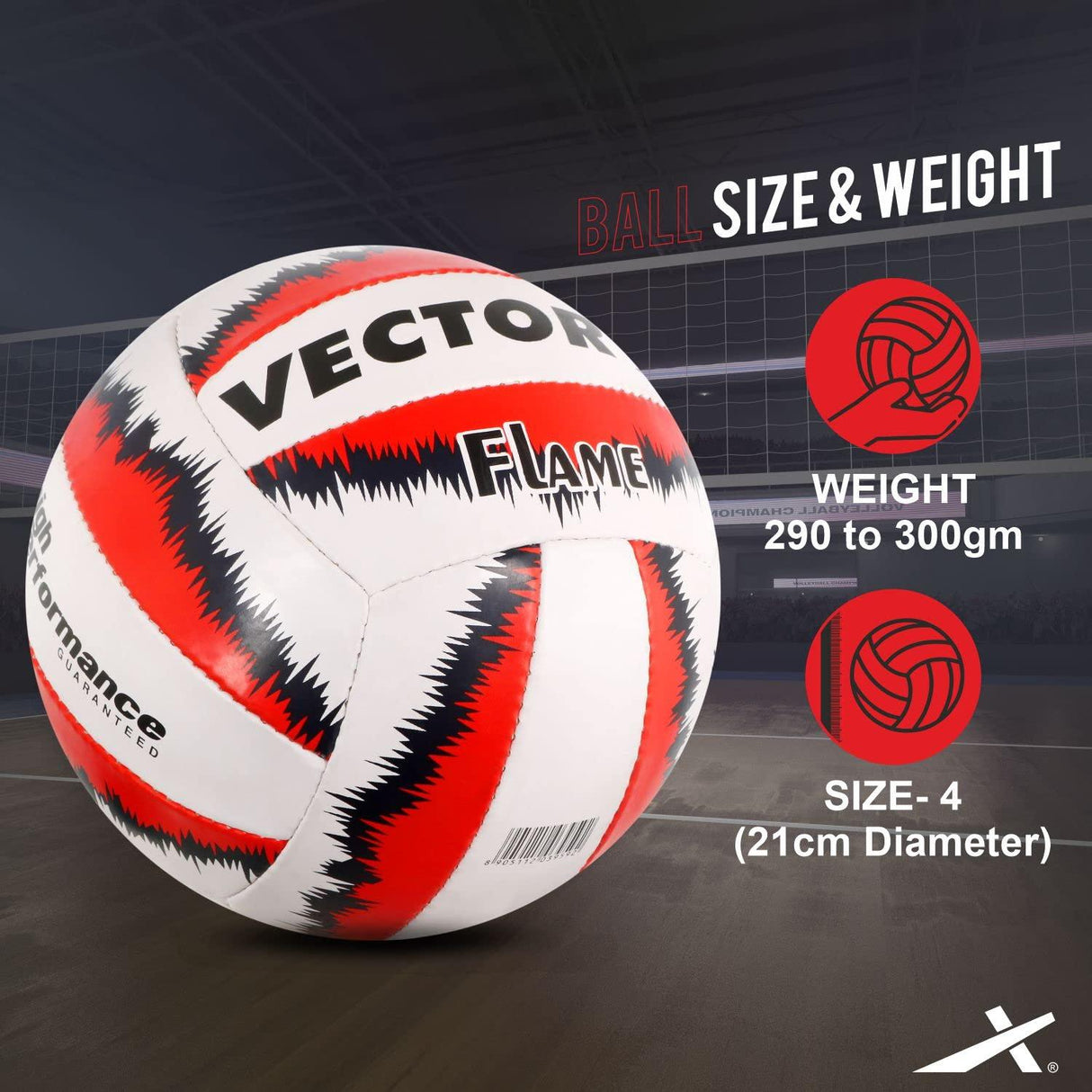 Vector X Flame Hand sewn Volleyball With Pump (18panels)