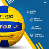 Vector X ST-100 Soft Touch PU Rubber Pasted 18 Panel Volleyball (Size-4)