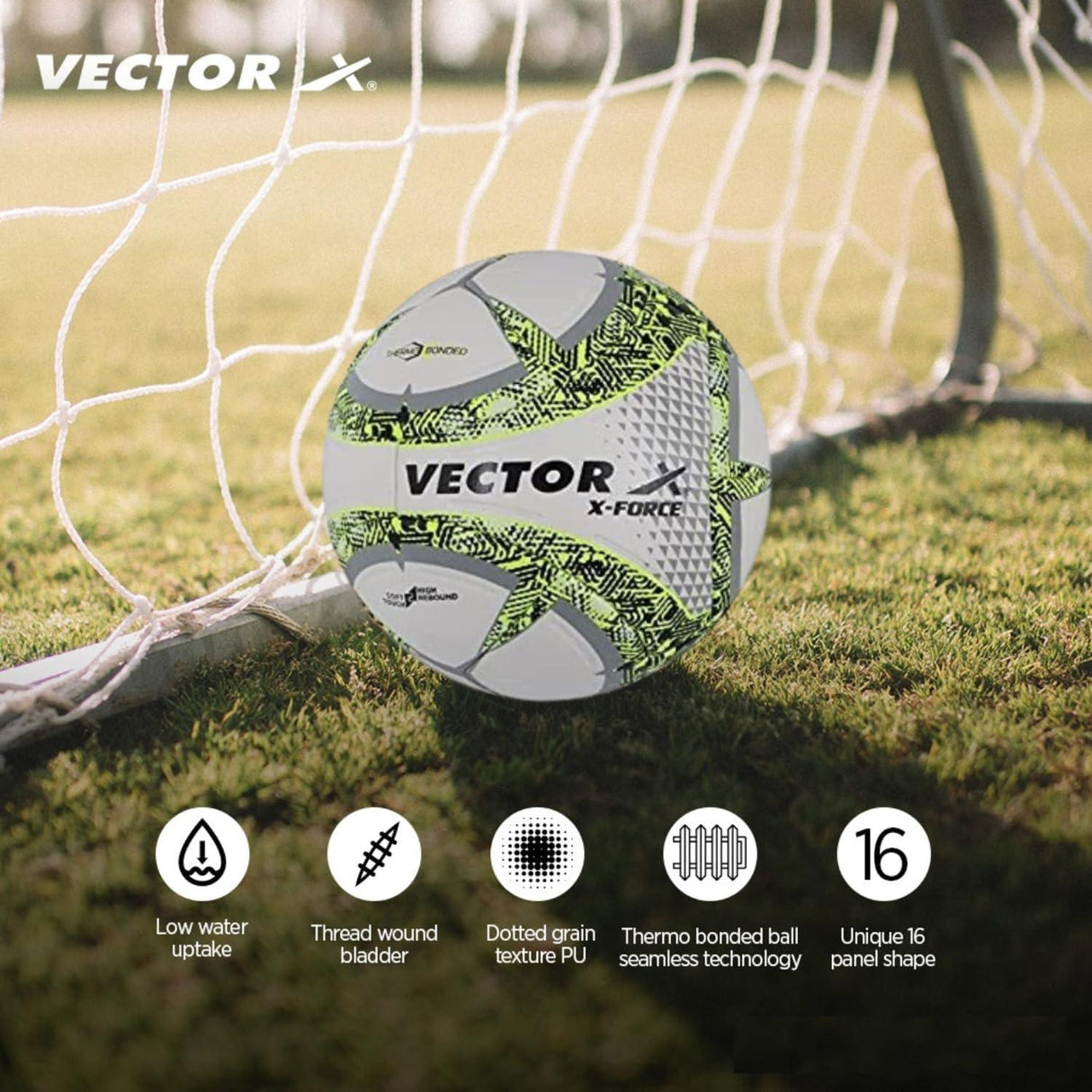 VECTOR X Thermo Bonded X-FORCE Dotted Grain PU Textured Football - Size: 5 (Pack of 1)