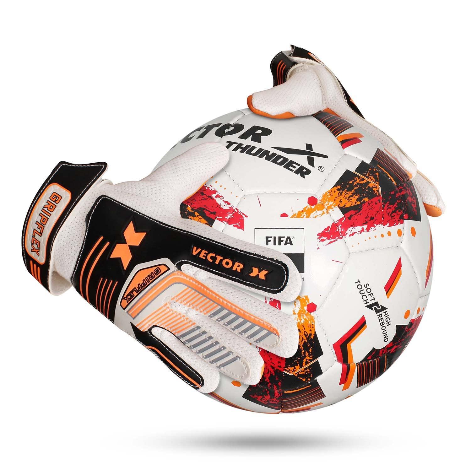 VECTOR X Gripflex Goalkeeping Gloves (White, Black, Orange)