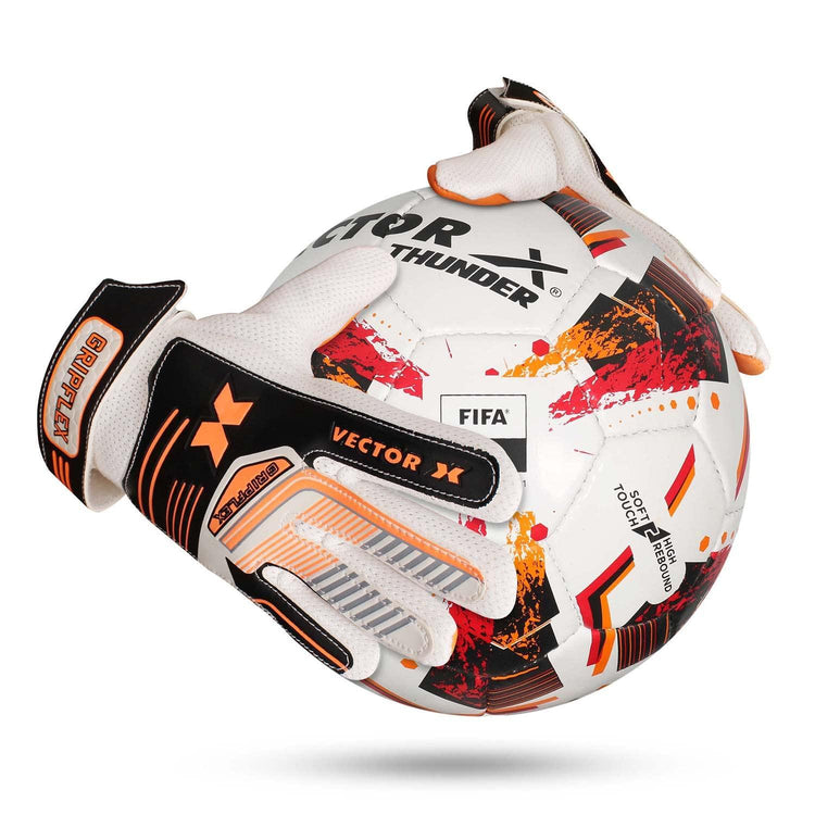 VECTOR X Gripflex Goalkeeping Gloves (White, Black, Orange)