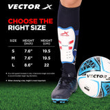 Vector X Liverpool Shinguard | Shinguard for Football | Shinguard for Men| Skoda Single Strap Shinguard | Stockings for Men & Women-Red (Set of 2 pcs)S/M