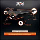 STAG GLOBAL Flex Series TT Table | Thickness 16,19,22,25 mm with 2 TT Rackets, 6 Balls, 1 Table Cover & Clamp Net
