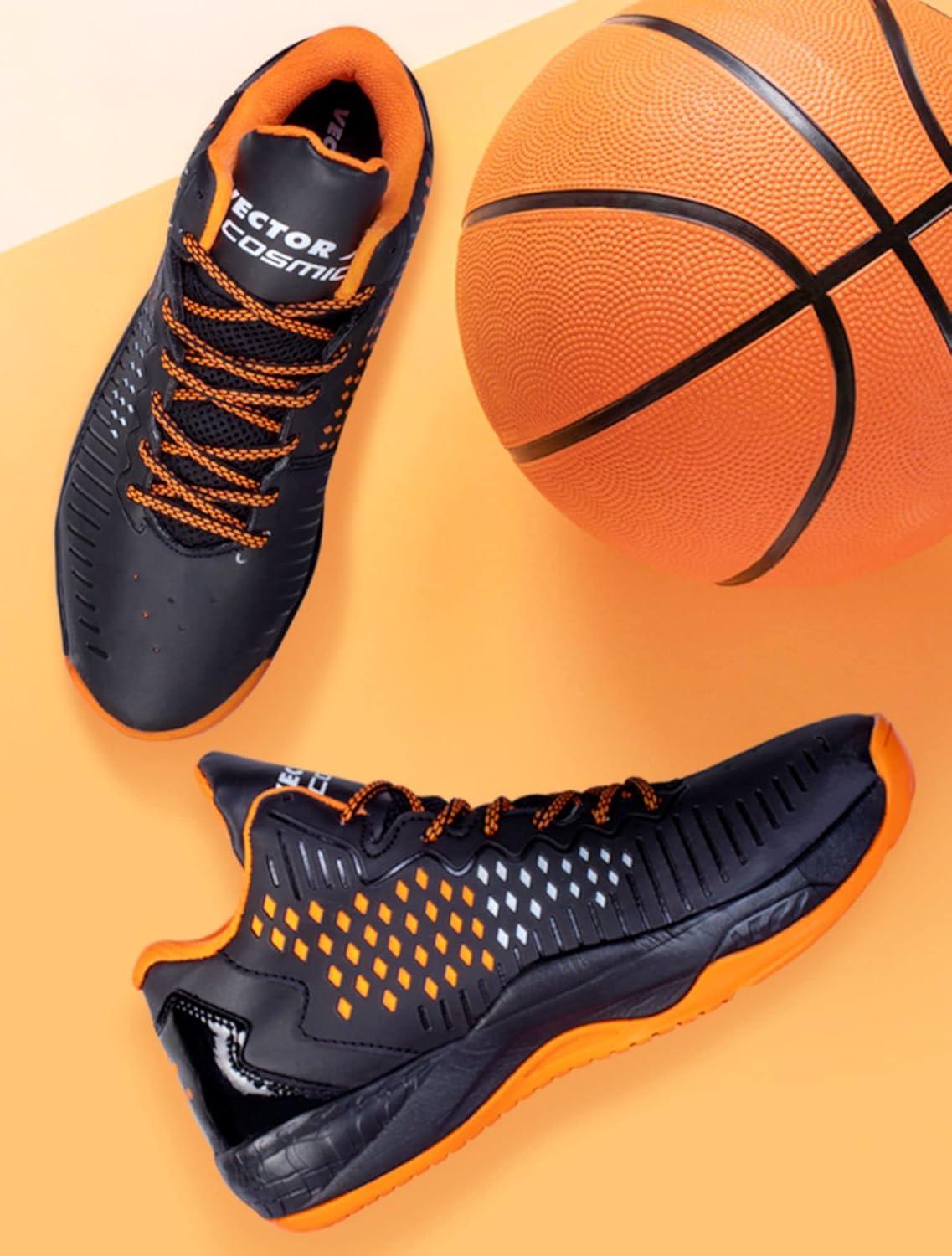 VECTOR X Cosmic Basketball Shoes For Men (Blk-Orng)